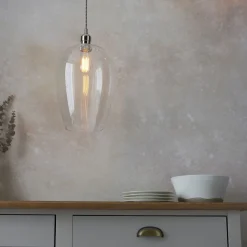 Stourton Nickel & Glass Pendant Ceiling Light Large