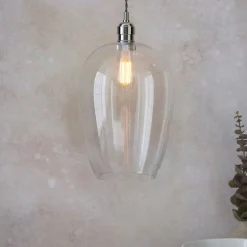 Stourton Nickel & Glass Pendant Ceiling Light Large