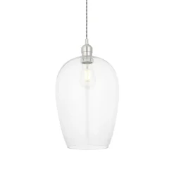 Stourton Nickel & Glass Pendant Ceiling Light Large