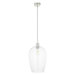 Stourton Nickel & Glass Pendant Ceiling Light Large