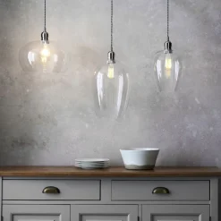 Stourton Nickel & Glass Pendant Ceiling Light