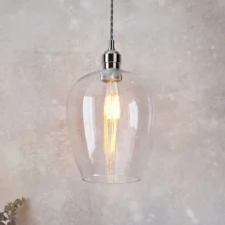 Stourton Nickel & Glass Pendant Ceiling Light