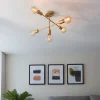 Studio 5 Light Gold Semi Flush Ceiling Light