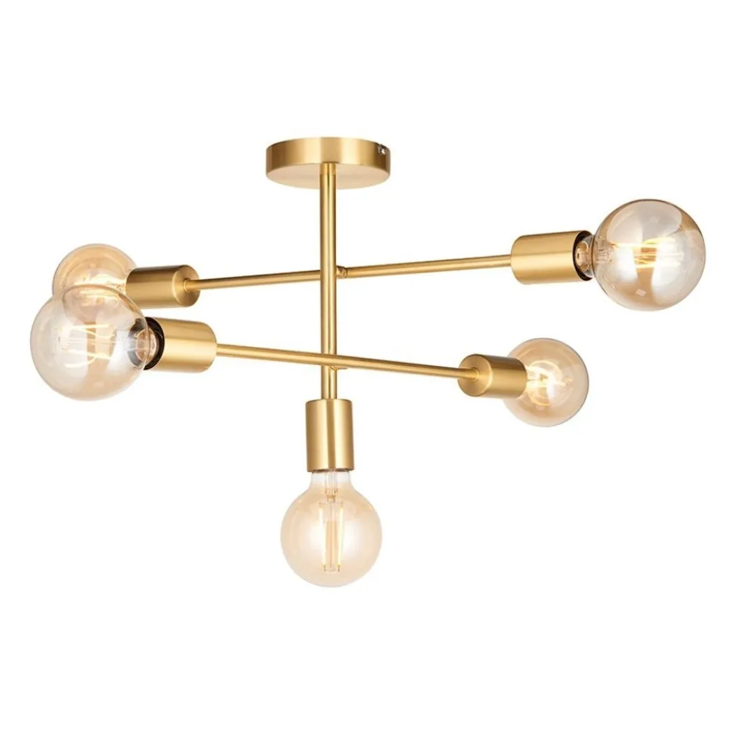 Studio 5 Light Gold Semi Flush Ceiling Light