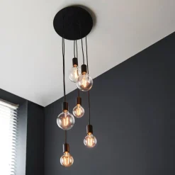 Studio 6 Light Matt Black Ceiling Pendant