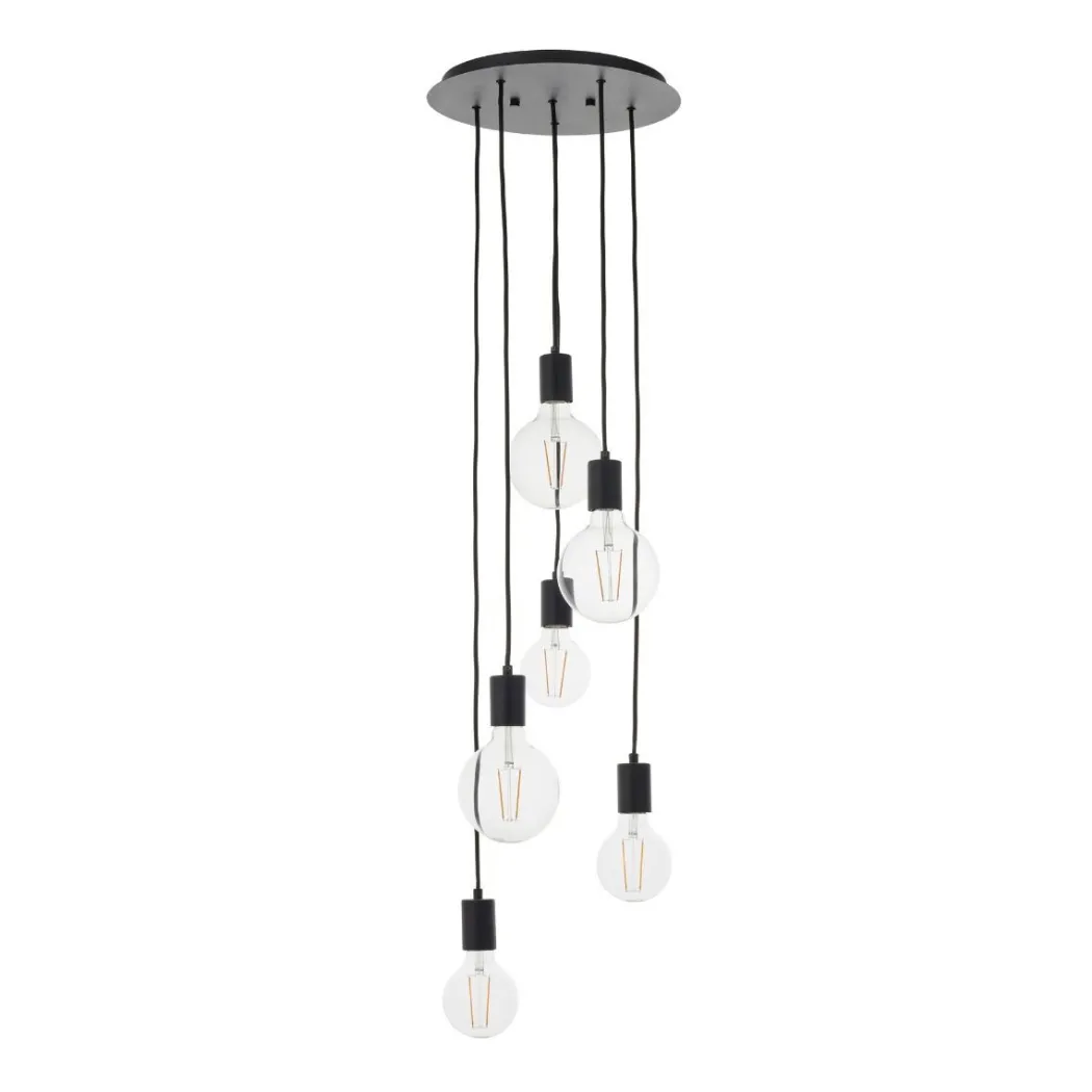 Studio 6 Light Matt Black Ceiling Pendant