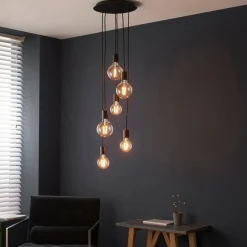 Studio 6 Light Matt Black Ceiling Pendant