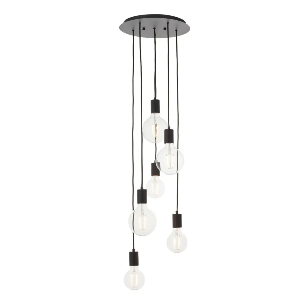 Studio 6 Light Matt Black Ceiling Pendant