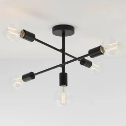 Studio 5 Light Semi Flush Black Ceiling Light
