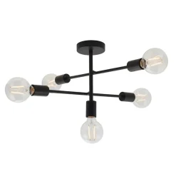 Studio 5 Light Semi Flush Black Ceiling Light