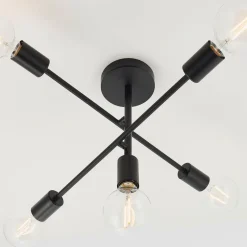 Studio 5 Light Semi Flush Black Ceiling Light