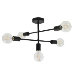 Studio 5 Light Semi Flush Black Ceiling Light