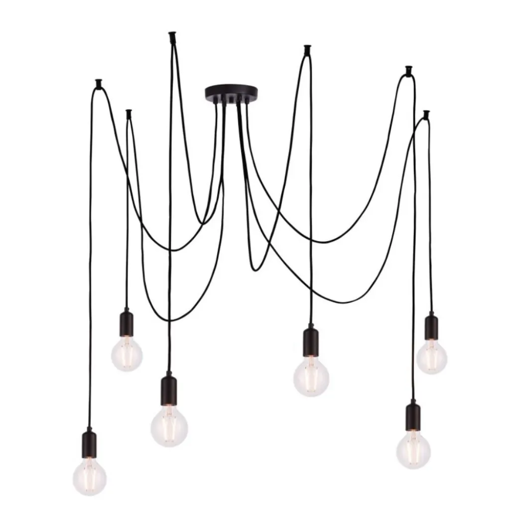 Studio 6-Light Matte Black Pendant Ceiling Light