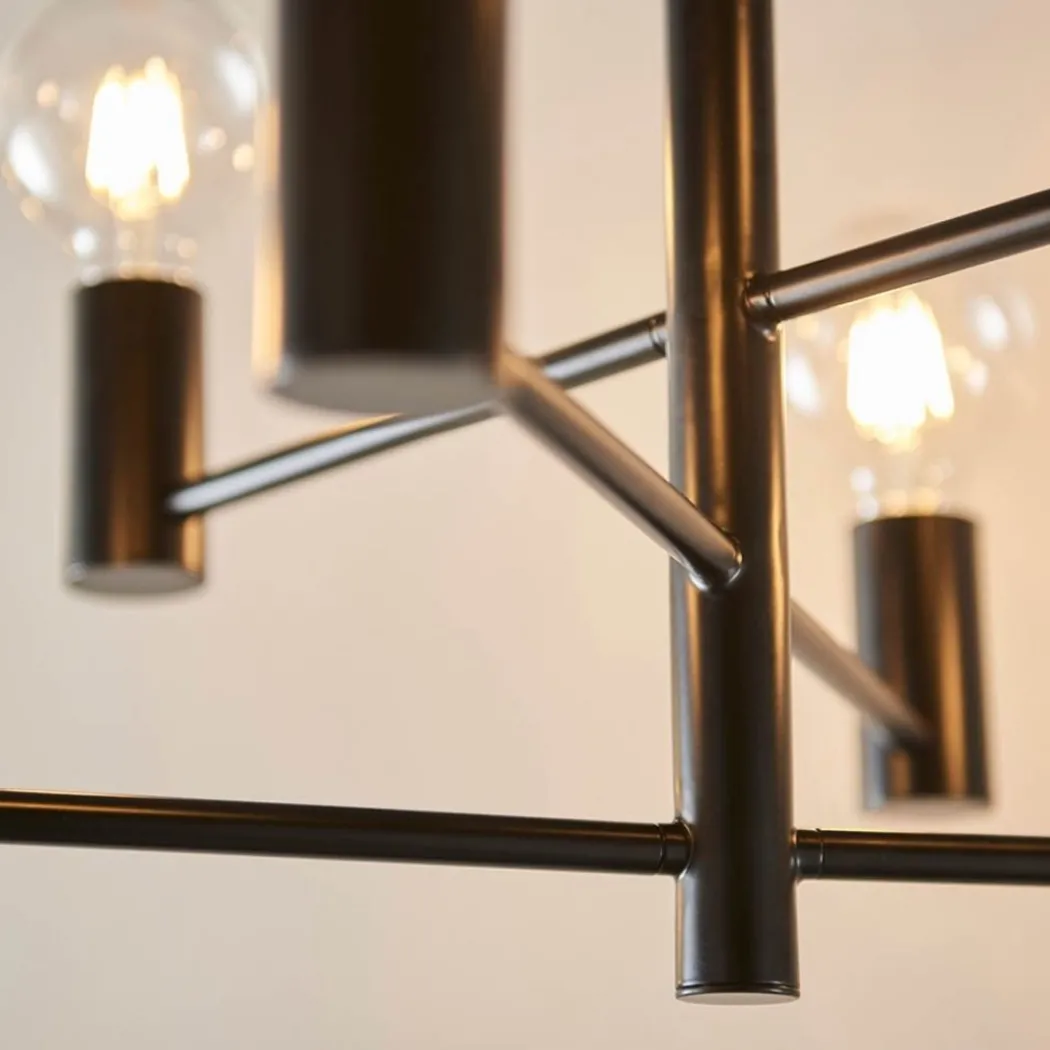Studio 6-Light Matte Black Semi Flush Ceiling Light
