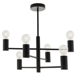 Studio 6-Light Matte Black Semi Flush Ceiling Light