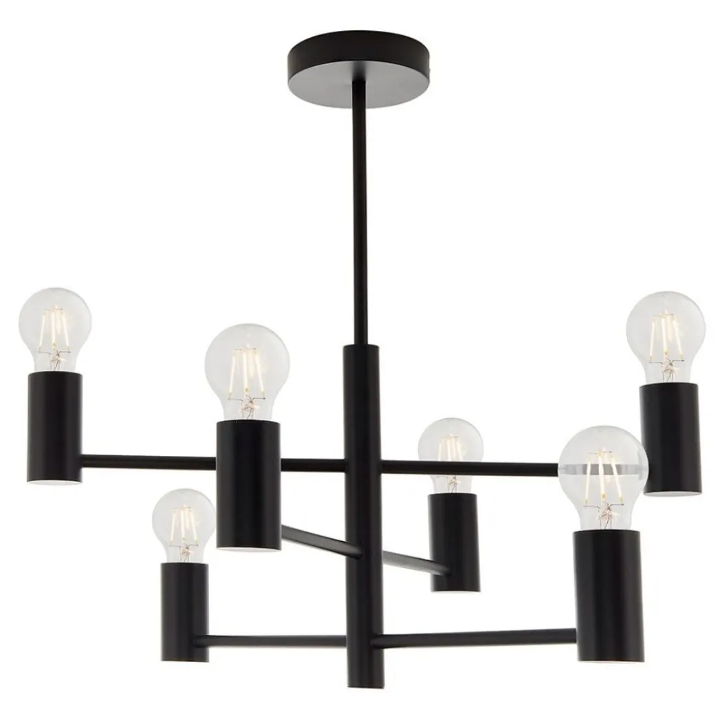 Studio 6-Light Matte Black Semi Flush Ceiling Light