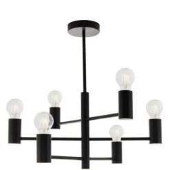 Studio 6-Light Matte Black Semi Flush Ceiling Light