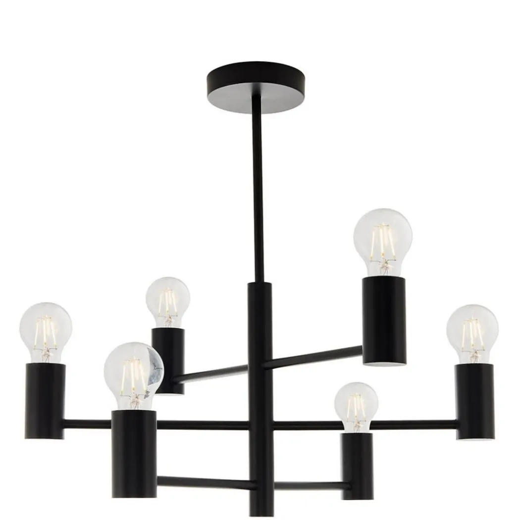 Studio 6-Light Matte Black Semi Flush Ceiling Light