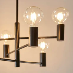Studio 6-Light Matte Black Semi Flush Ceiling Light