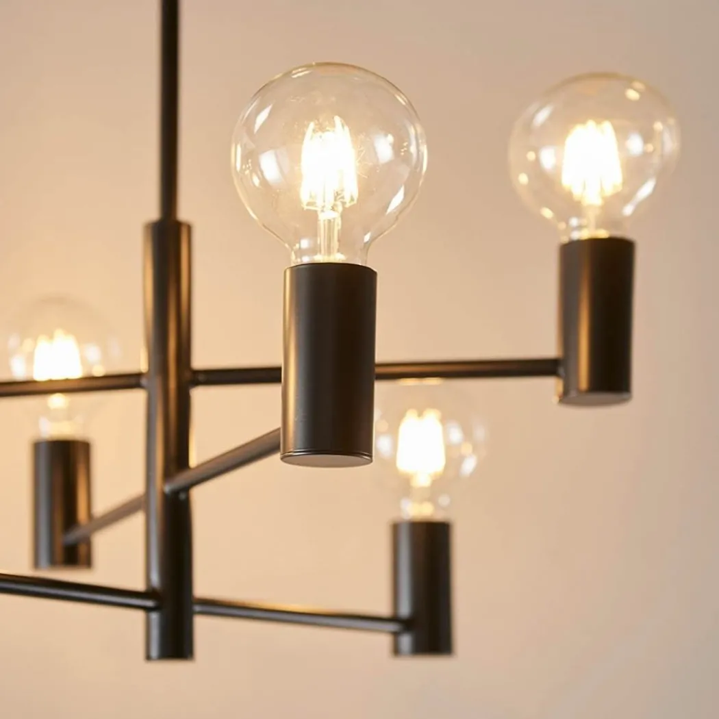 Studio 6-Light Matte Black Semi Flush Ceiling Light
