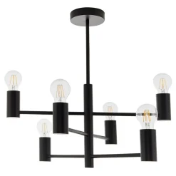 Studio 6-Light Matte Black Semi Flush Ceiling Light