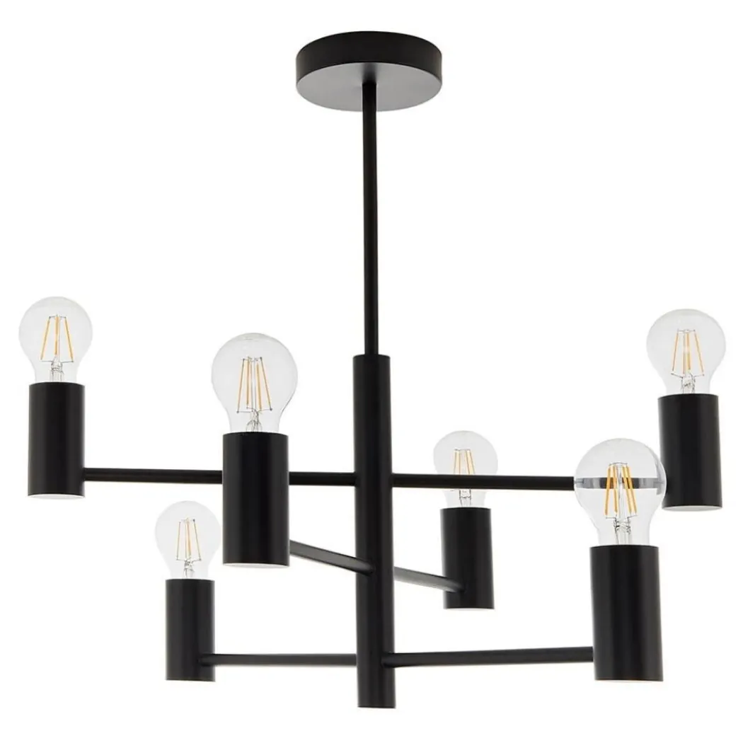 Studio 6-Light Matte Black Semi Flush Ceiling Light