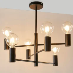 Studio 6-Light Matte Black Semi Flush Ceiling Light