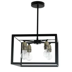 Sully 4 Light Matt Black Semi Flush Ceiling Light