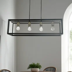 Sully 4 Light Matte Black Ceiling Pendant Bar