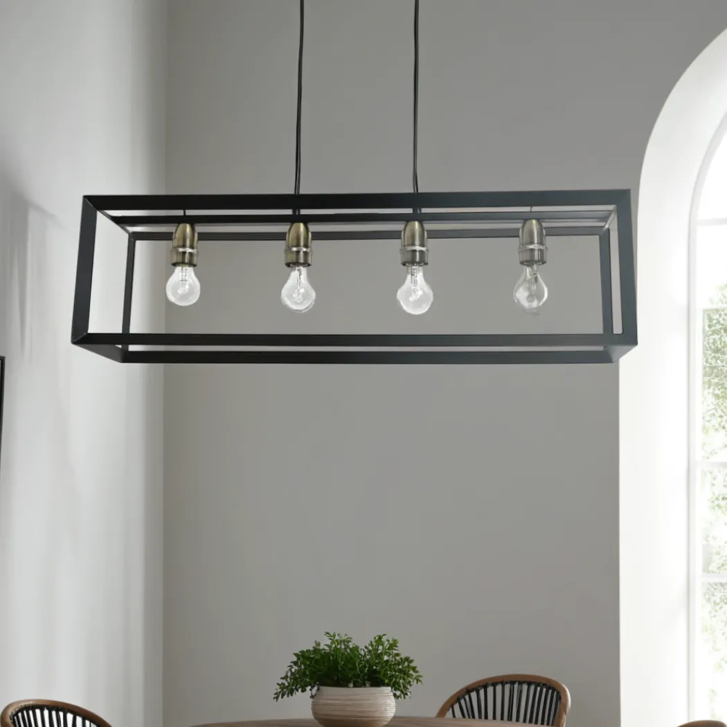 Sully 4 Light Matte Black Ceiling Pendant Bar