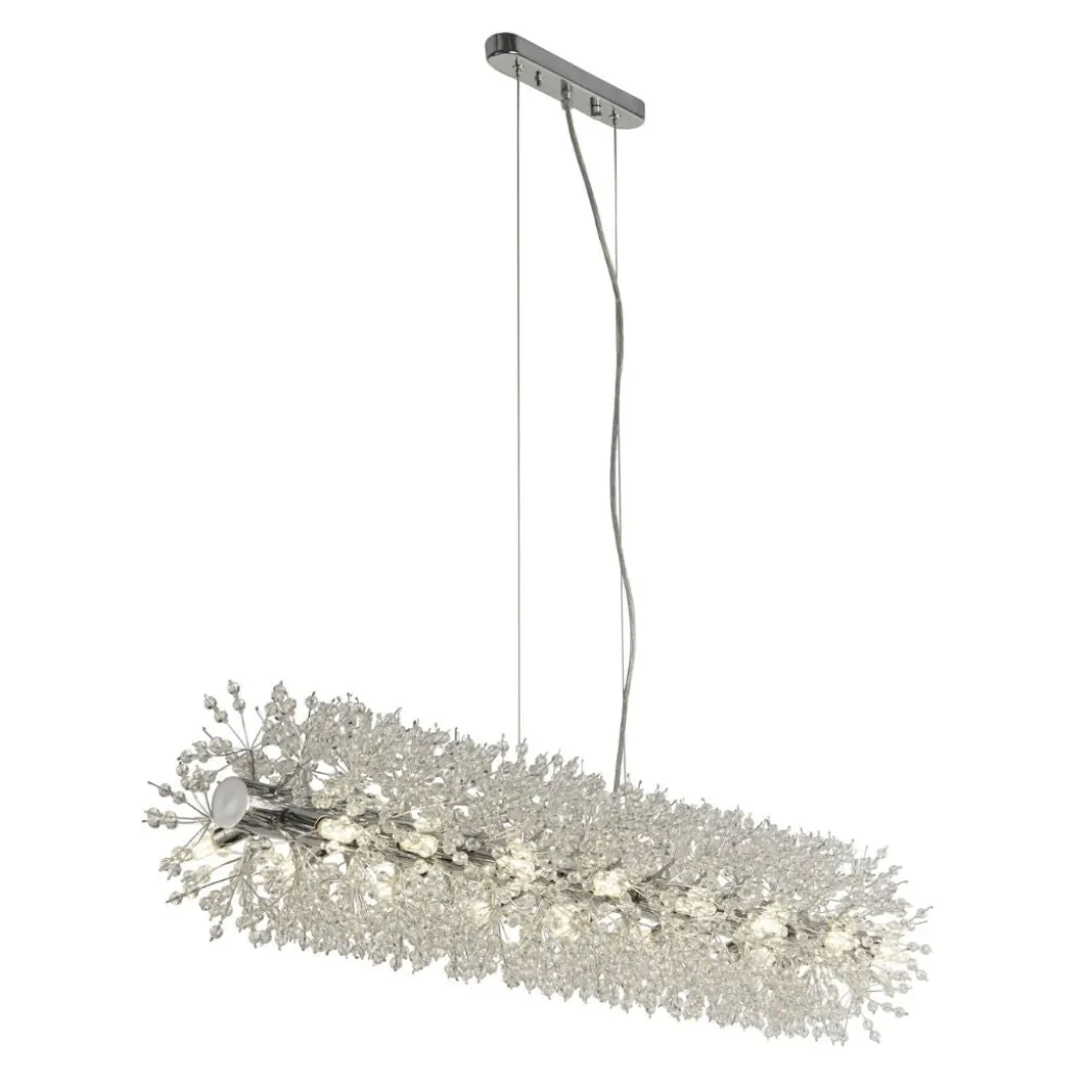 Sunburst 16 Light Polished Chrome & Glass Ceiling Pendant Bar