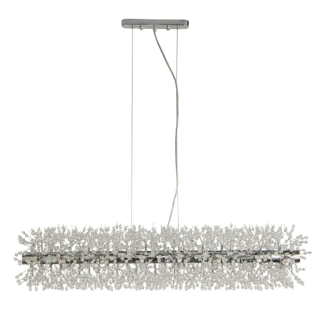 Sunburst 16 Light Polished Chrome & Glass Ceiling Pendant Bar