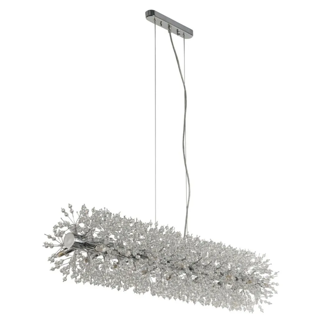 Sunburst 16 Light Polished Chrome & Glass Ceiling Pendant Bar