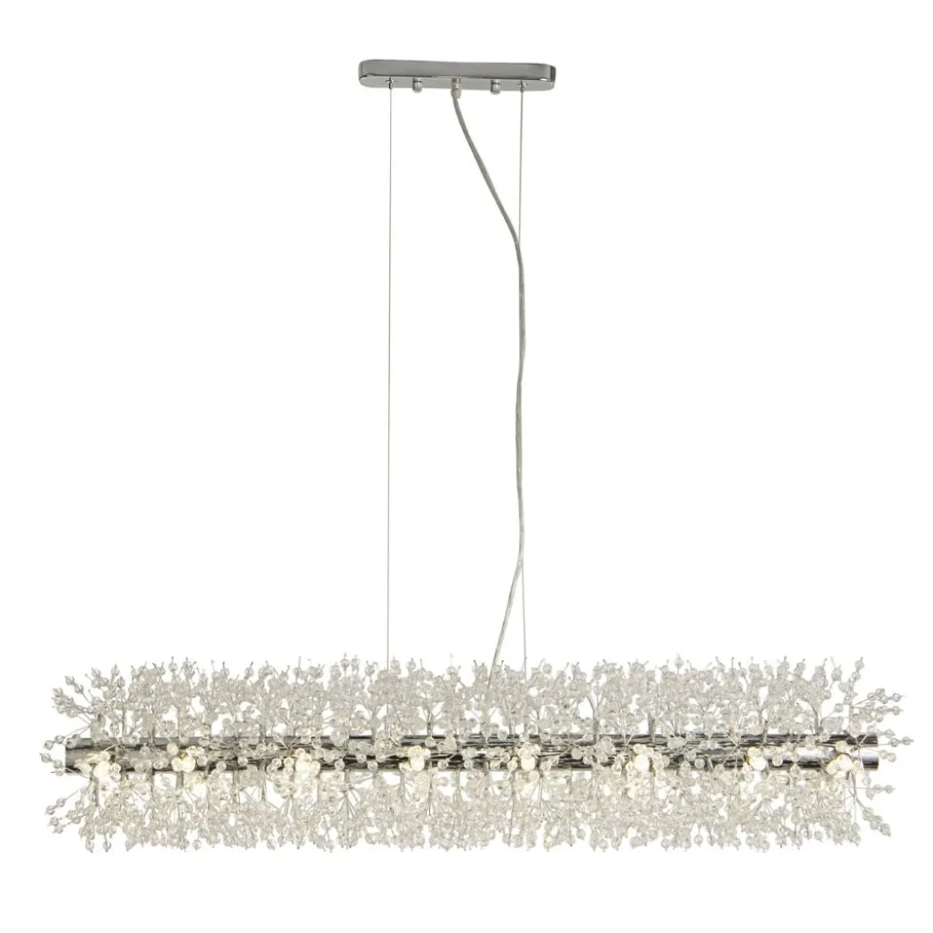Sunburst 16 Light Polished Chrome & Glass Ceiling Pendant Bar