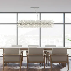 Sunburst 16 Light Polished Chrome & Glass Ceiling Pendant Bar