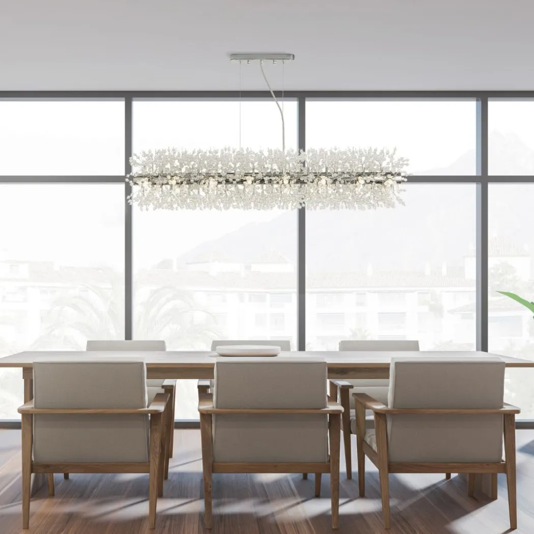 Sunburst 16 Light Polished Chrome & Glass Ceiling Pendant Bar