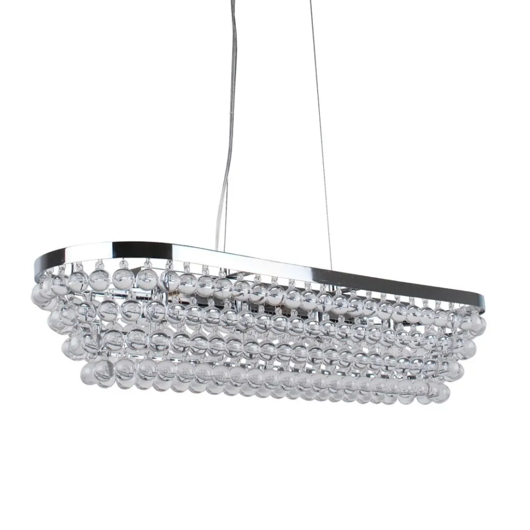 Susanna 4 Light Polished Chrome & Jewel Bead Linear Ceiling Pendant
