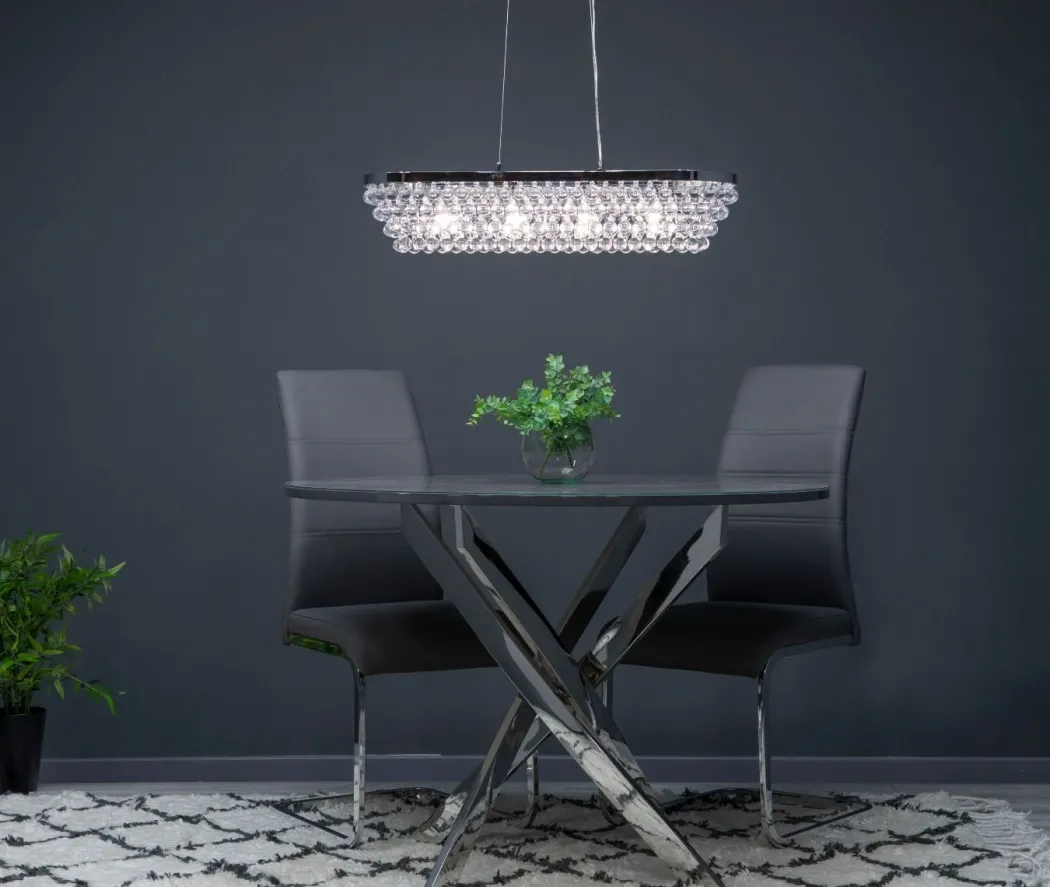 Susanna 4 Light Polished Chrome & Jewel Bead Linear Ceiling Pendant