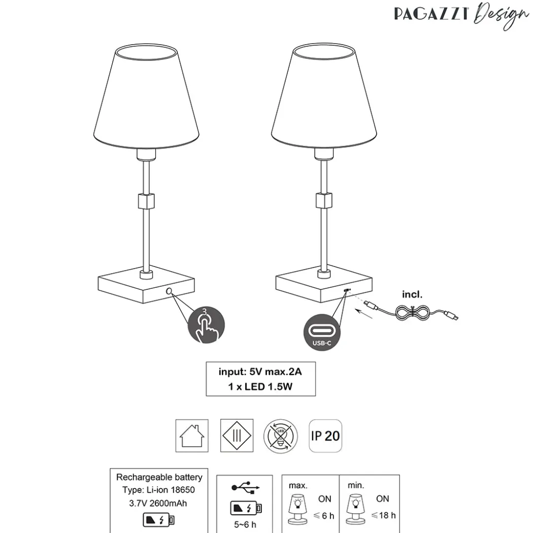 Taliah Antique Brass Rechargeable Table Lamp