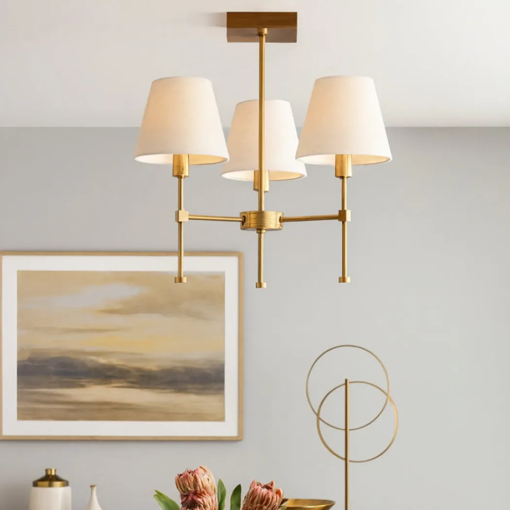 Taliah 3-Light Antique Brass Semi-Flush Ceiling Light