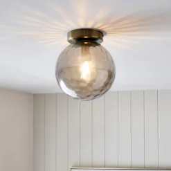 Tamara Antique Brass Flush Ceiling Light