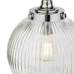 Tamara IP44 Ribbed Glas Polished Chrome Ceiling Pendant Light