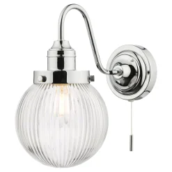 Tamara IP44 Ribbed Glass Polished Chrome Wall Light