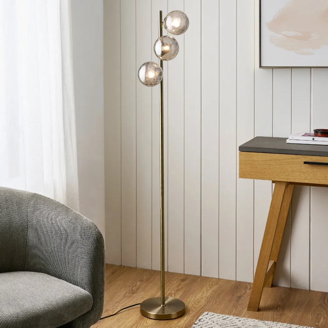 Tamara 3-Light Antique Brass Floor Lamp