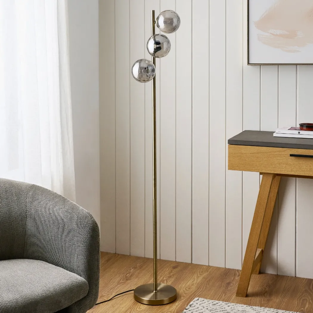 Tamara 3-Light Antique Brass Floor Lamp