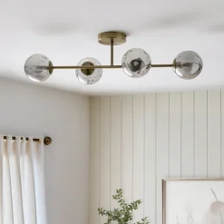 Tamara 4-Light Antique Brass Semi-Flush Ceiling Light