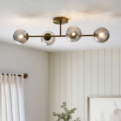 Tamara 4-Light Antique Brass Semi-Flush Ceiling Light