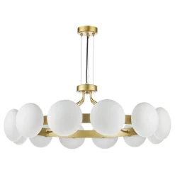 Tauri 12 Light Gold & Opal Glass Pendant Ceiling Light