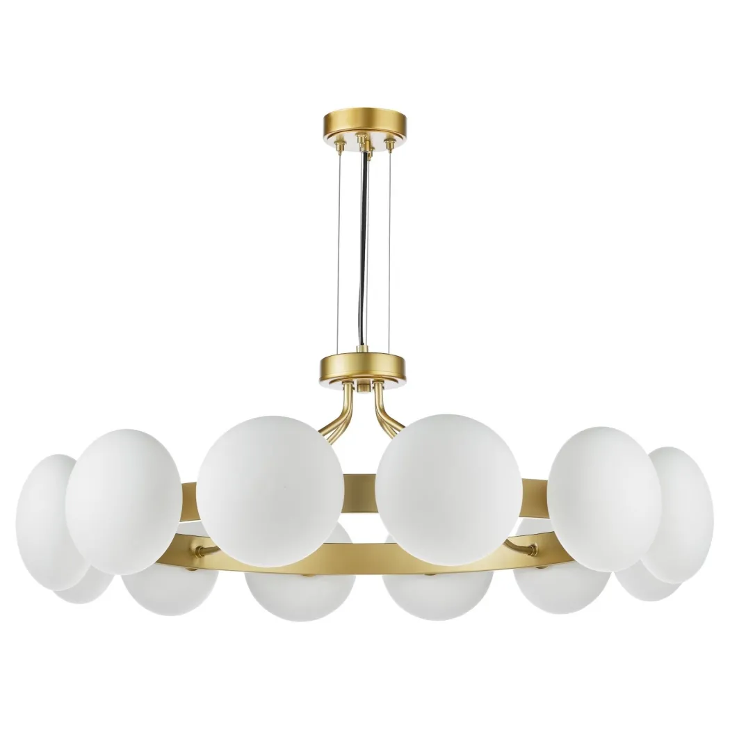 Tauri 12 Light Gold & Opal Glass Pendant Ceiling Light