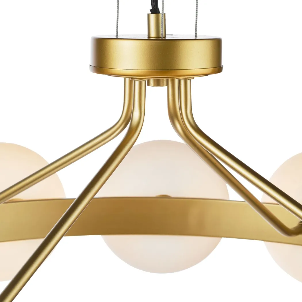 Tauri 12 Light Gold & Opal Glass Pendant Ceiling Light